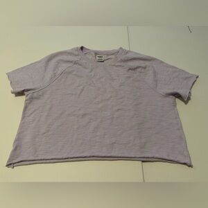 PINK Victoria’s Secret Lavender Cropped Tee Raw Hem Short Sleeve Top